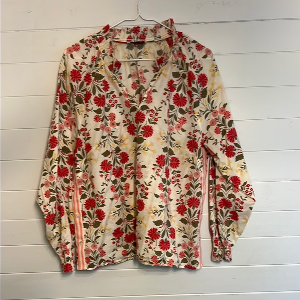 Talbots Floral Blouse - Red, Yellow, Green
